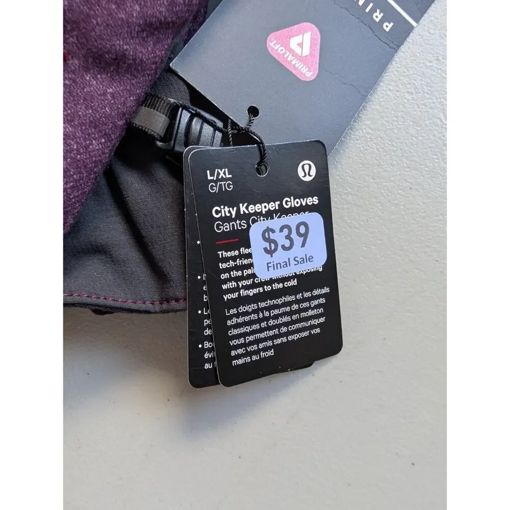 NWT Lululemon City Keeper Gloves Size L/XL HTGT Purple Fleece-Lined